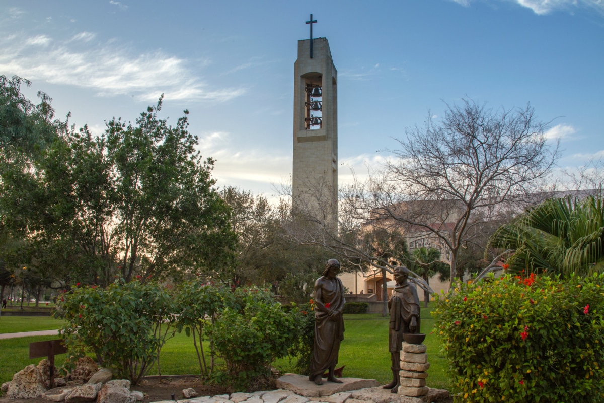 Church Bell Tower with Cross in McAllen Texas