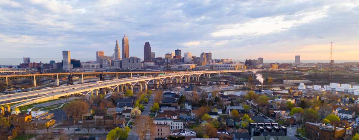 Highway Through Cleveland Ohio Cuyahoga County Seat North America